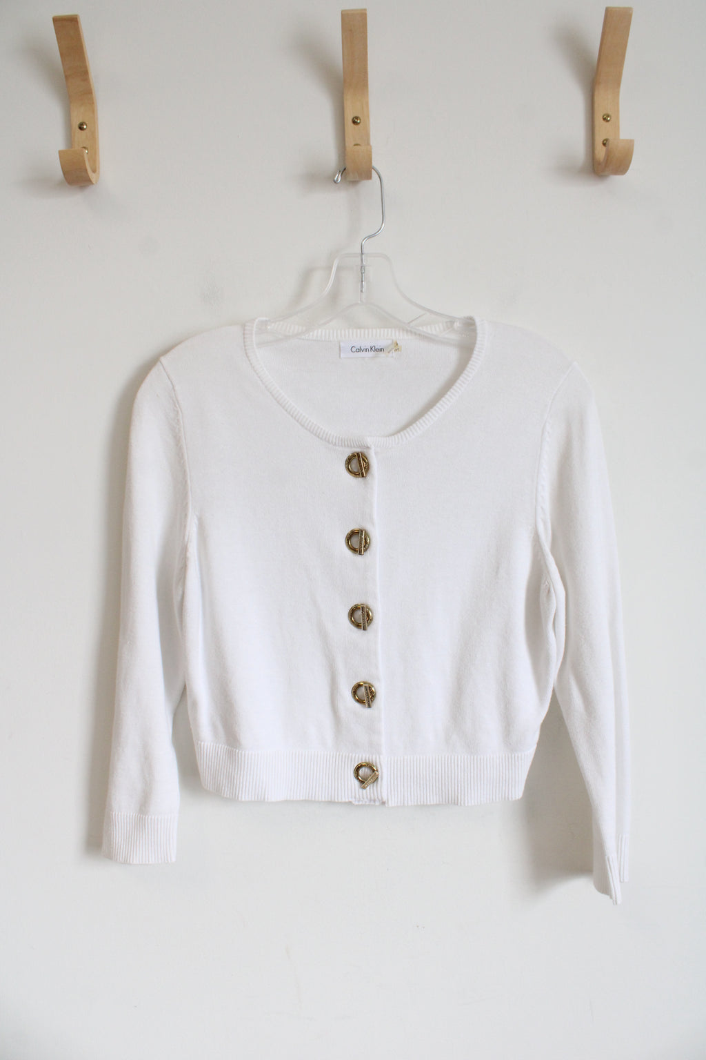 Calvin Klein White Cropped Sweater | M