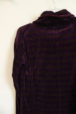 Talbots Luxe Velour Cowlneck Purple Candy Cane Stripe Top | M