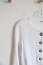 Calvin Klein White Cropped Sweater | M