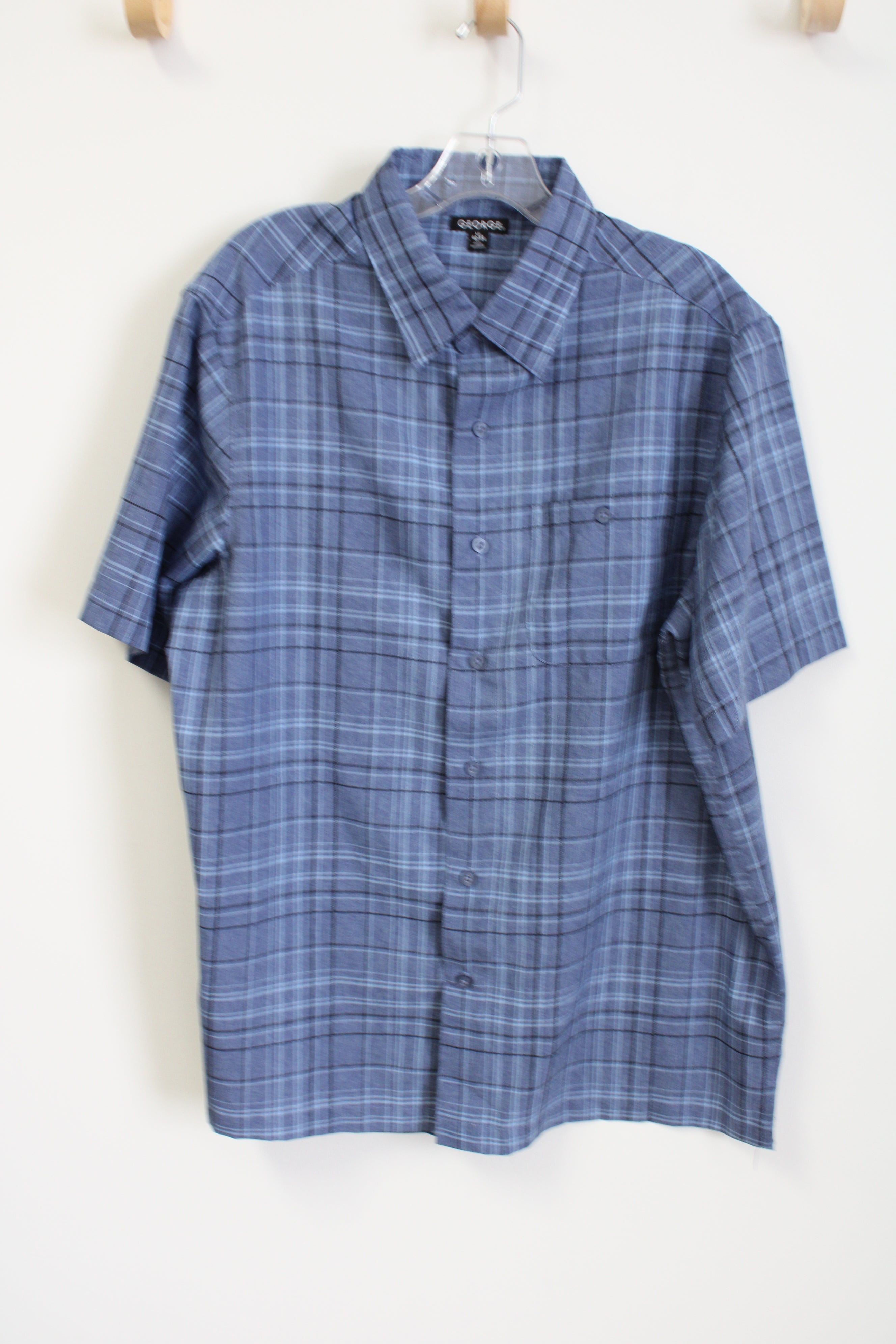 George Blue Plaid Button Down Shirt | L
