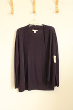 NEW Coldwater Creek Purple Wool Blend Open Cardigan | L