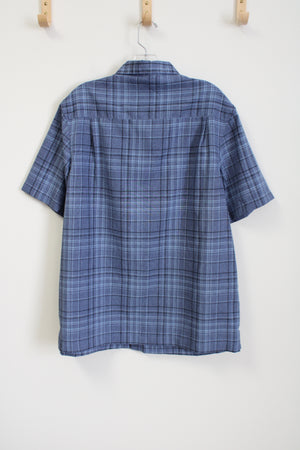 George Blue Plaid Button Down Shirt | L