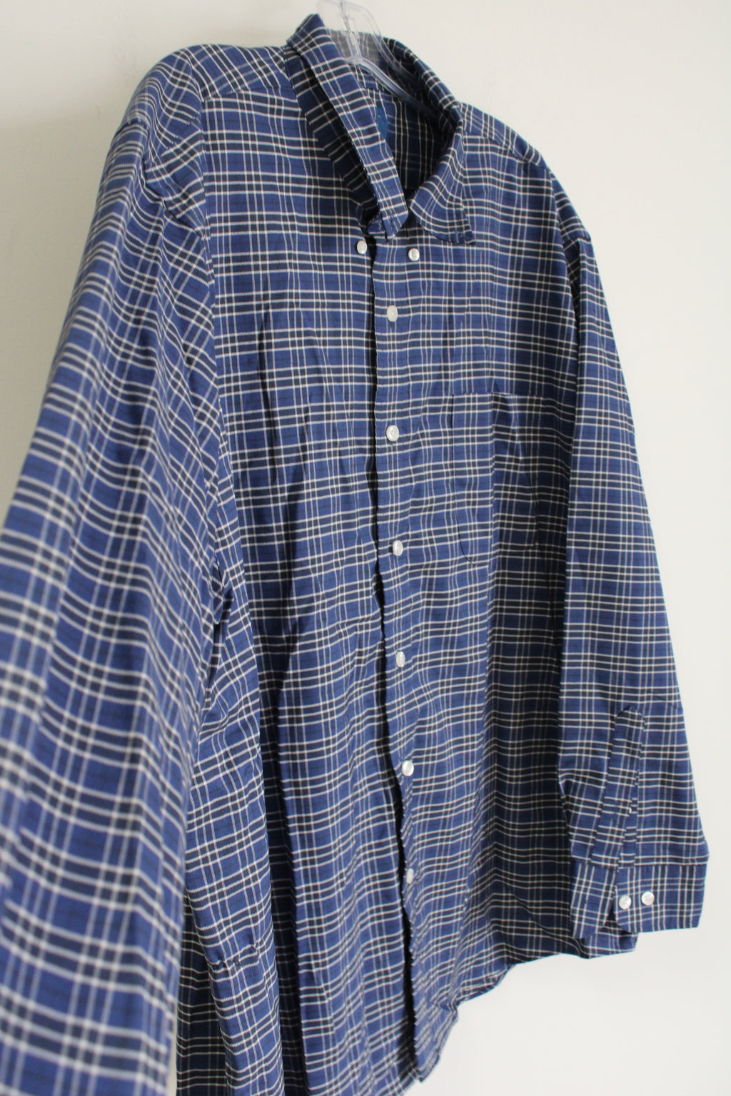 Towncraft Blue Plaid Button Down Shirt | XL