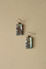 Abalone Rectangular Sterling Silver Flower Motif Earrings