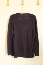 NEW Coldwater Creek Purple Wool Blend Open Cardigan | L
