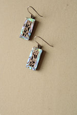 Abalone Rectangular Sterling Silver Flower Motif Earrings