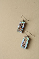 Abalone Rectangular Sterling Silver Flower Motif Earrings
