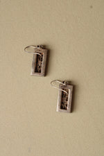 Abalone Rectangular Sterling Silver Flower Motif Earrings