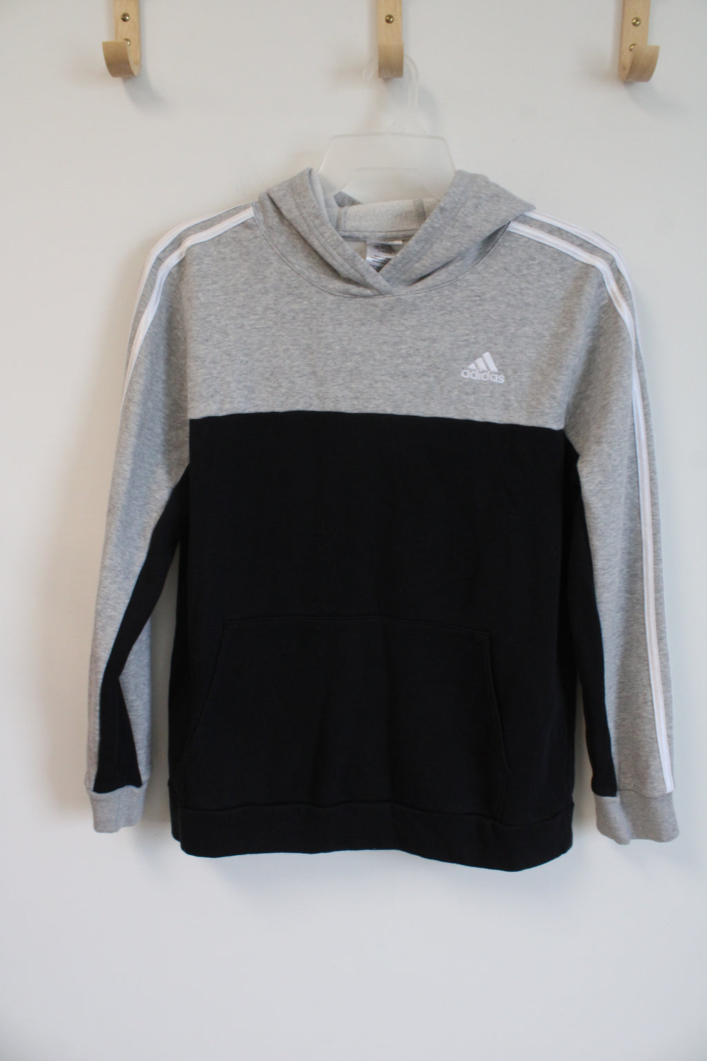 Adidas Gray Black Fleece Lined Hoodie | Youth XL (18/20)