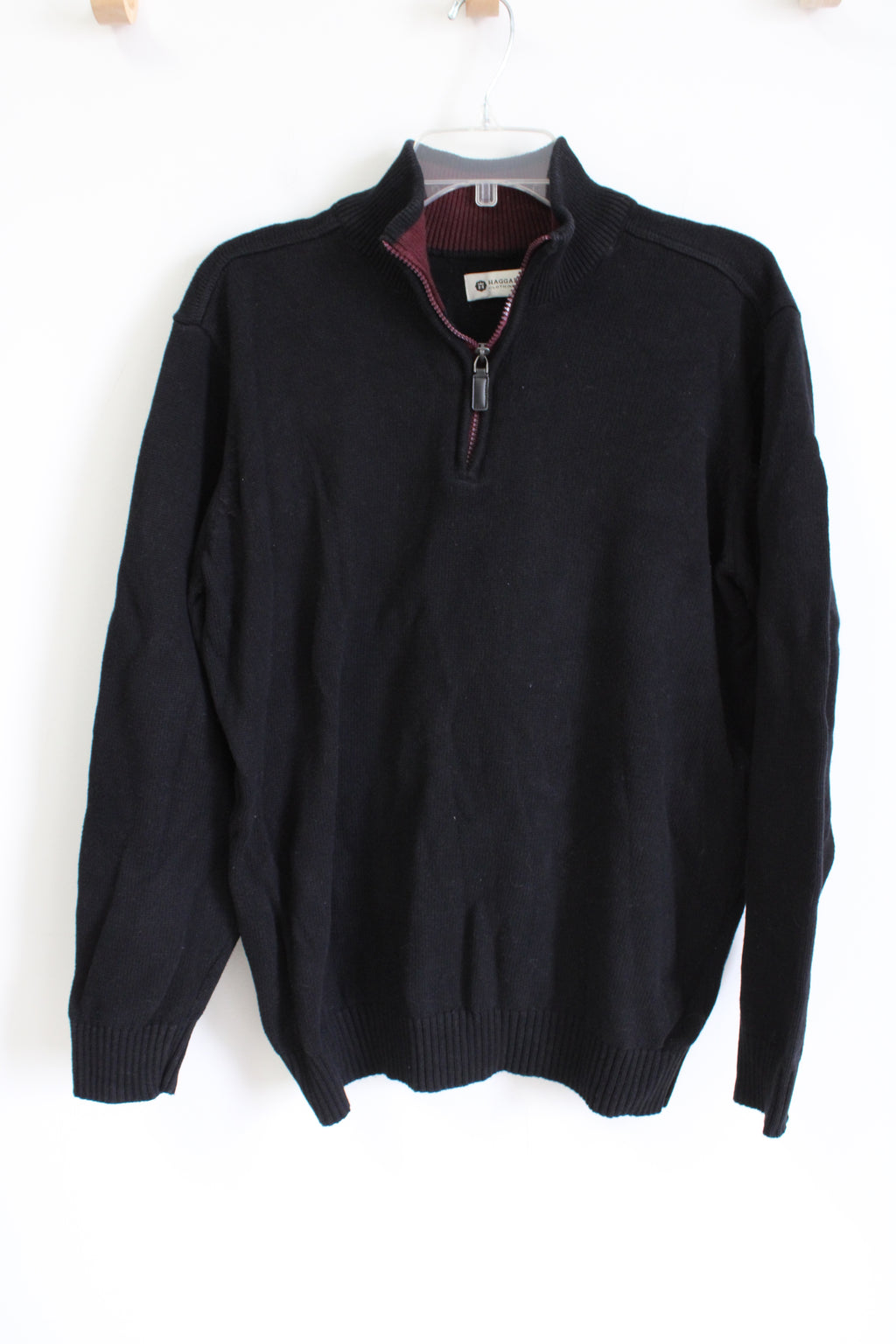 Haggar Black Knit 1/4 Zip Sweater | XL