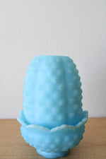 Fenton Blue Hobnail Satin Glass Fairy Lamp
