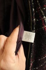 CJ Banks Black & Red Textured Boucle Plaid Zip up Vest | 1XL