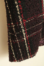 CJ Banks Black & Red Textured Boucle Plaid Zip up Vest | 1XL