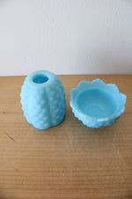 Fenton Blue Hobnail Satin Glass Fairy Lamp