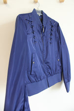 Sam Edelman Cadet Blue Lace-up Bomber Jacket | L
