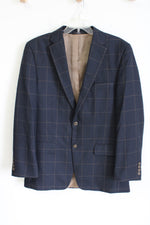 Haggar Classic Fit Blue Brown Plaid Blazer | 40 Long