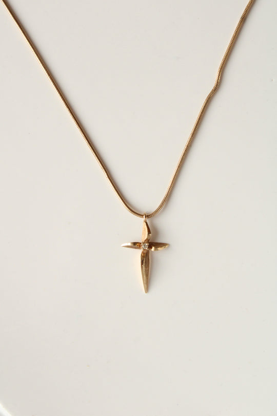 14K Yellow Gold Cross Pendant Necklace