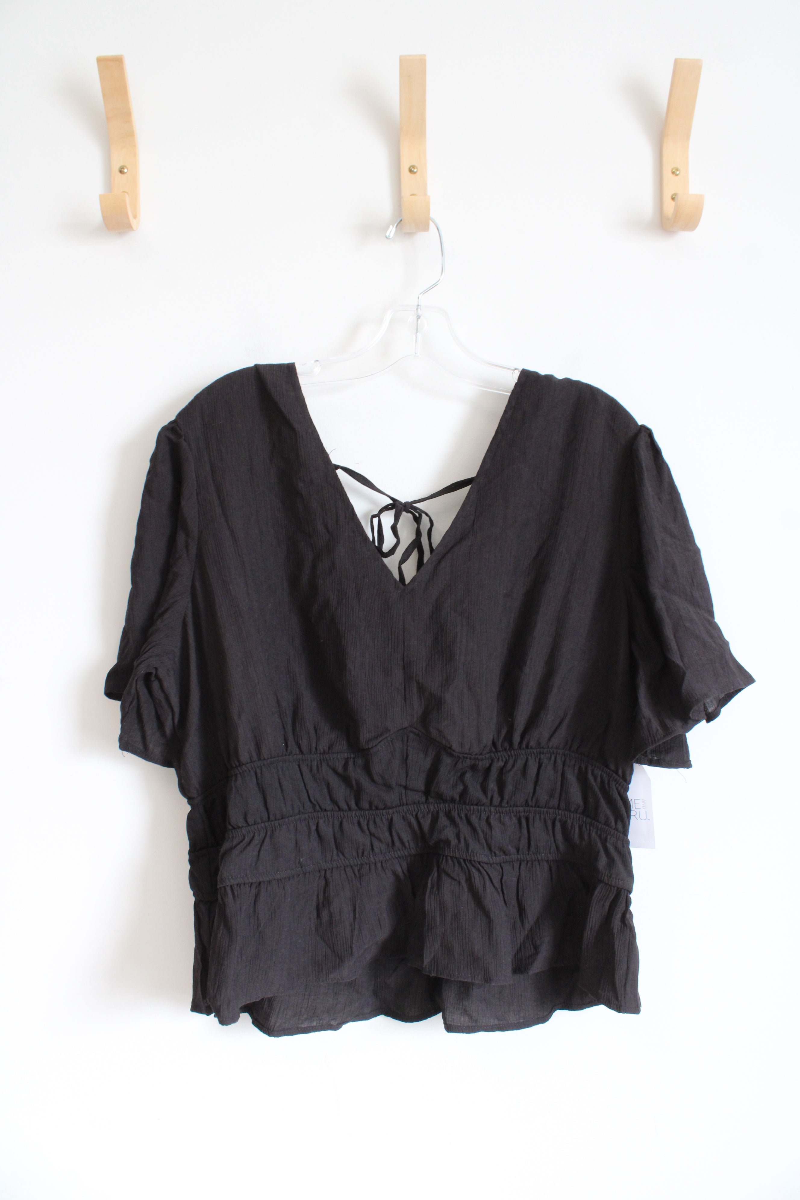 NEW Time And Tru Black Peplum Top | XL