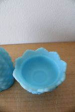 Fenton Blue Hobnail Satin Glass Fairy Lamp