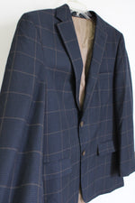 Haggar Classic Fit Blue Brown Plaid Blazer | 40 Long