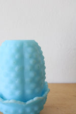 Fenton Blue Hobnail Satin Glass Fairy Lamp