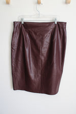 Ann Taylor Burgundy Faux Leather Fitted Skirt | 14