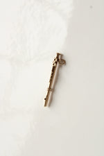14K Yellow Gold Flute Necklace Pendant