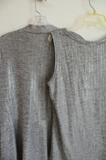 NEW Susan Graver Two Piece Metallic Silver Foil Print Tank & Cardigan | M