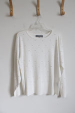 Berkley Jensen White Argyle Pearl Sweater | L