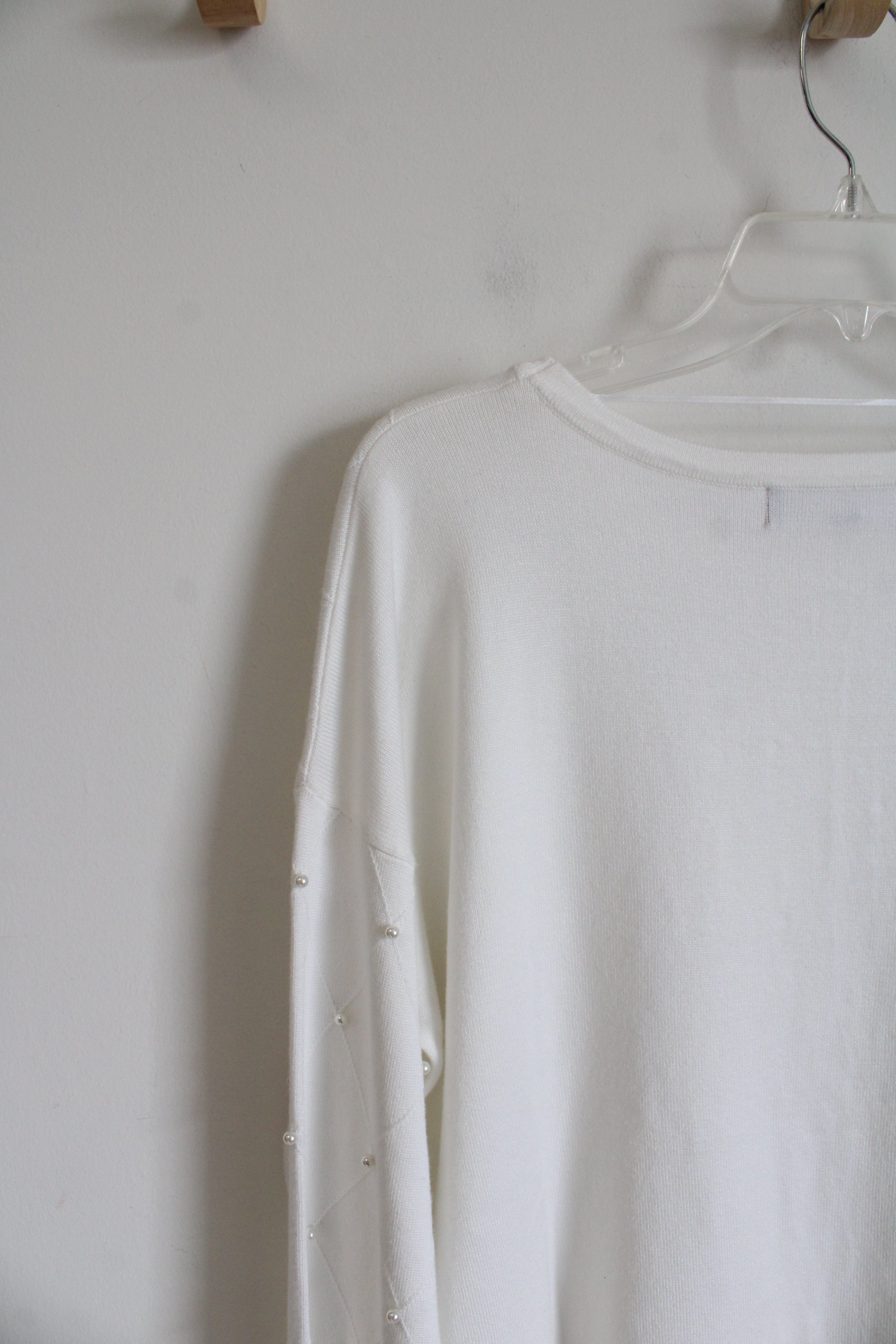 Berkley Jensen White Argyle Pearl Sweater | L