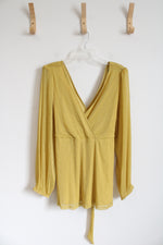 Torrid Gold Glitter Long Sleeved Peplum Top | 2 (L)