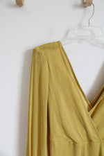 Torrid Gold Glitter Long Sleeved Peplum Top | 2 (L)