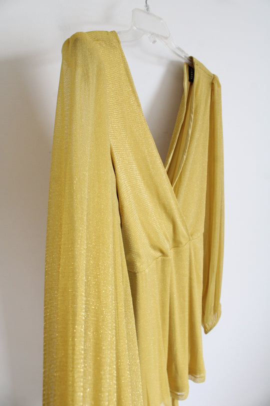 Torrid Gold Glitter Long Sleeved Peplum Top | 2 (L)