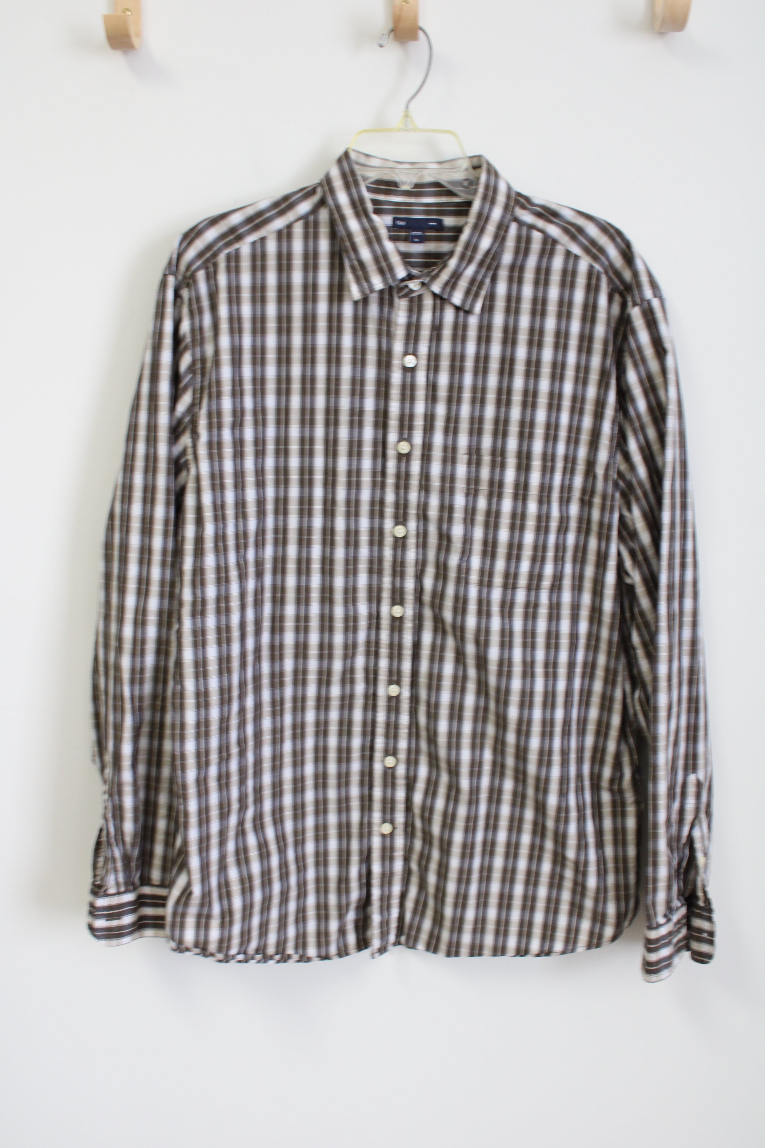Gap Brown Plaid Button Down Shirt | XL
