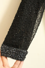 NEW Laurence Kazar New York Black Beaded Cardigan with Clasp | M