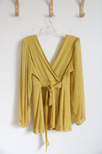 Torrid Gold Glitter Long Sleeved Peplum Top | 2 (L)