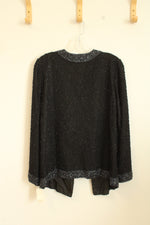 NEW Laurence Kazar New York Black Beaded Cardigan with Clasp | M