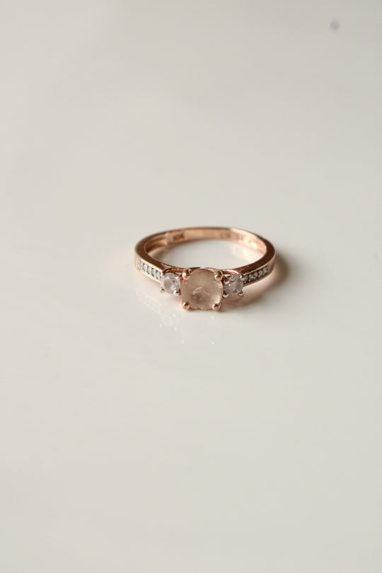 10K Rose Gold Pink Stone Ring | Size 6