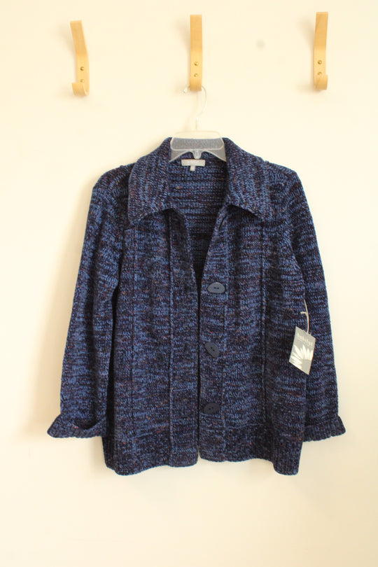 NEW Habitat Blue Multicolor Button Down Soft Sweater | S
