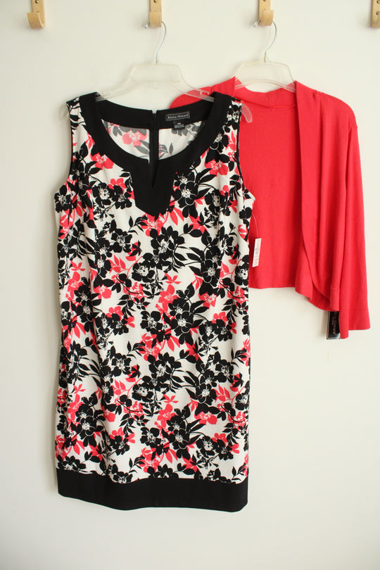 NEW Jessica Howard 2-Piece Pink and Black Floral Dress & Cardigan | 16W