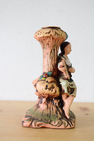 Arcadia Girl Playing Harp Candle Holder