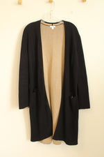 J. Jill Black and Tan Open Long Cardigan With Pockets | M