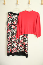 NEW Jessica Howard 2-Piece Pink and Black Floral Dress & Cardigan | 16W