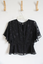 Express Black Sheer Floral Peplum Top | M