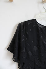 Express Black Sheer Floral Peplum Top | M