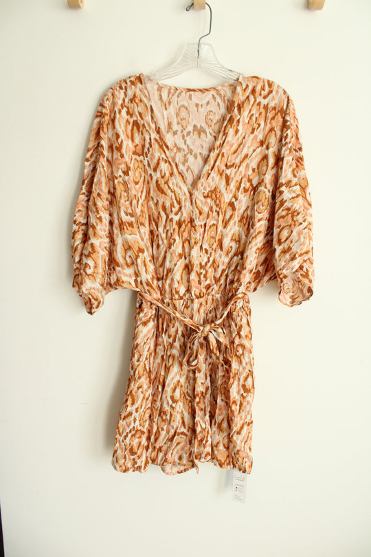 NEW Cupshe Rust And White Ikat Print Short Sleeve V-neck Romper | L