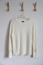 Talbots Cream Fuzzy Sequined Sweater | L