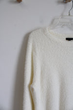 Talbots Cream Fuzzy Sequined Sweater | L
