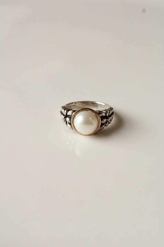 925/14K Genuine Pearl Ring | Size 8