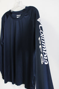 Columbia PFG Omni-Shade Navy Blue Logo Sleeve Shirt | 3X
